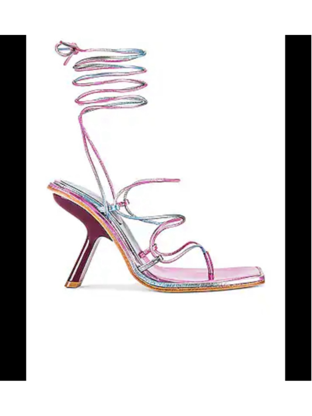 Women's Song of Style Revolve Pink Blue Metallic Lace-Up Sandals Heels Size 7.5